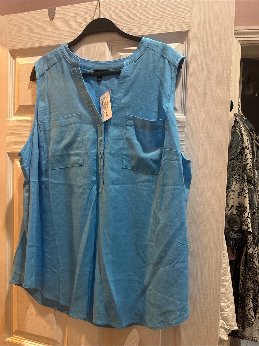 torrid Sky Blue Sleeveless V-Neck Button Tank